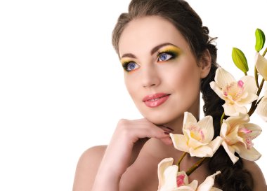 güzel bir kadın ile orkide