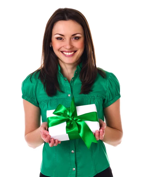 Mujer con caja de regalo —  Fotos de Stock