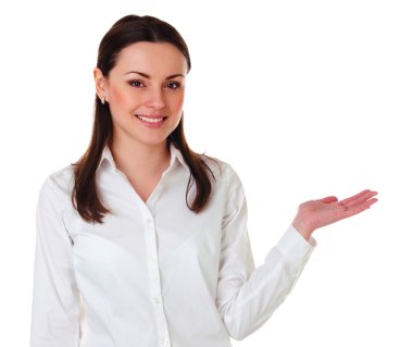 kadın gösteren açık el