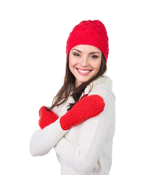 Χριστούγεννα γυναίκα σε ζεστά ρούχα Εικόνα Αρχείου