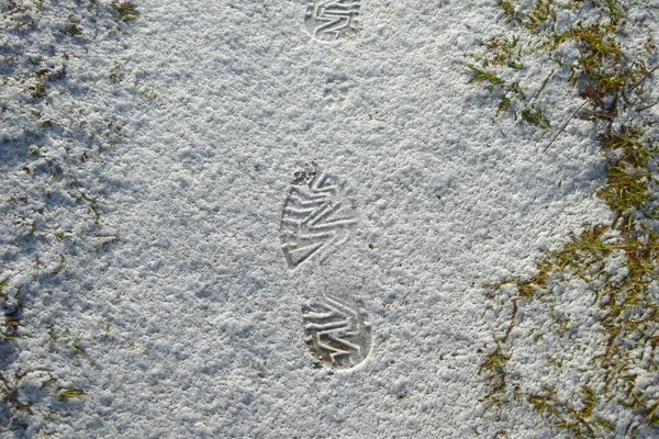 White Snow Man Left Mark His Shoes —  Fotos de Stock