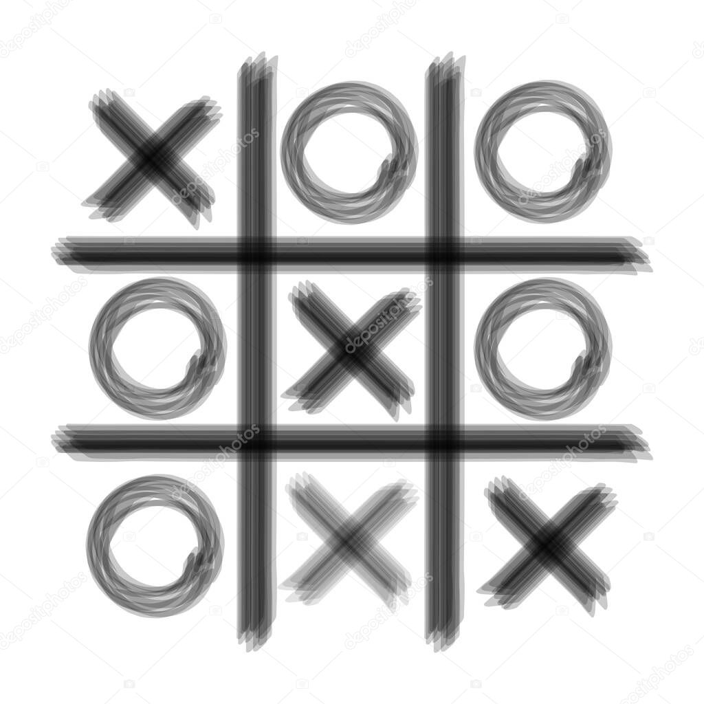Tic-tac-toe game with cross and circle.  Mini game. Vector illustration.