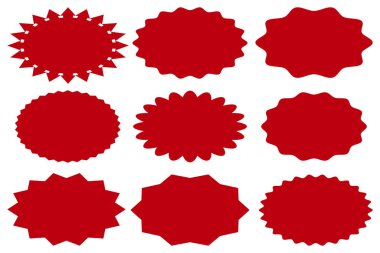 Üzerinde yıldız oluşumu ya da güneş ışınları olan çıkartmalar. Eski etiketler, çıkartmalar. Tasarım elemanları. Vektör illüstrasyonu.