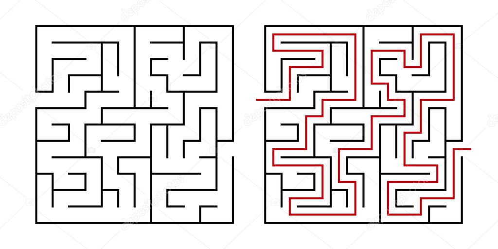 Education logic game labyrinth for kids. Find right way. Maze or puzzle design. Vector illustration.