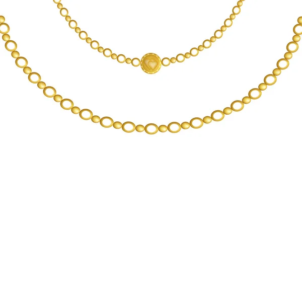 Golden Chain Pendant Isolated White Background Vector Illustration — Stock Vector