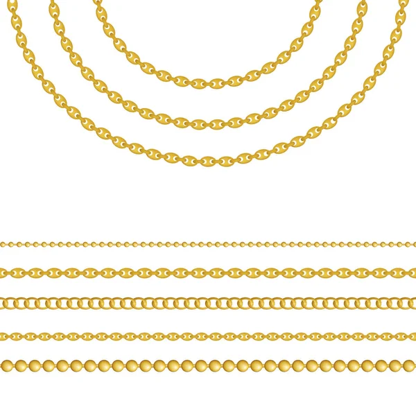 Gold Chain Isolated White Background Vector Illustration — Stock Vector