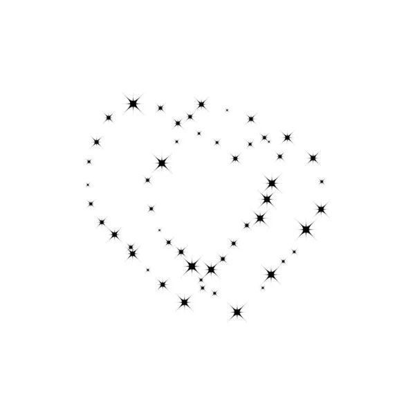 Феєрверки Зірки Випадкового Джерела Потоку Вигляді Двох Сердець Зірки Білому — стоковий вектор