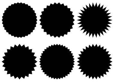 Üzerinde yıldız oluşumu ya da güneş ışınları olan çıkartmalar. Eski etiketler, çıkartmalar. Tasarım elemanları. Vektör illüstrasyonu.