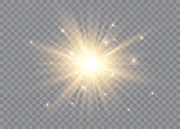 Efecto Luz Brillante Explosión Brillo Chispa Destello Solar Ilustración Vectorial — Vector de stock