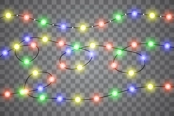 Χριστουγεννιάτικα Φωτάκια Απομονωμένες Ρεαλιστική Σχεδιαστικά Στοιχεία Λαμπερό Φώτα Για Χριστουγεννιάτικες — Διανυσματικό Αρχείο