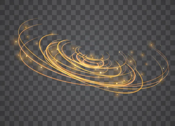 Golden Glowing Shiny Lines Effect Glowing Magic Fire Trace Magic — Stock Vector