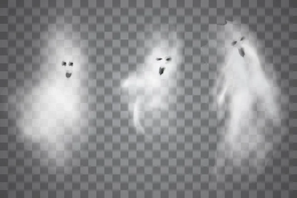 Призрачные Фигурки Призрачной Мухи Набор Полупрозрачных Изолированных Иллюстраций Ghost Vector — стоковый вектор