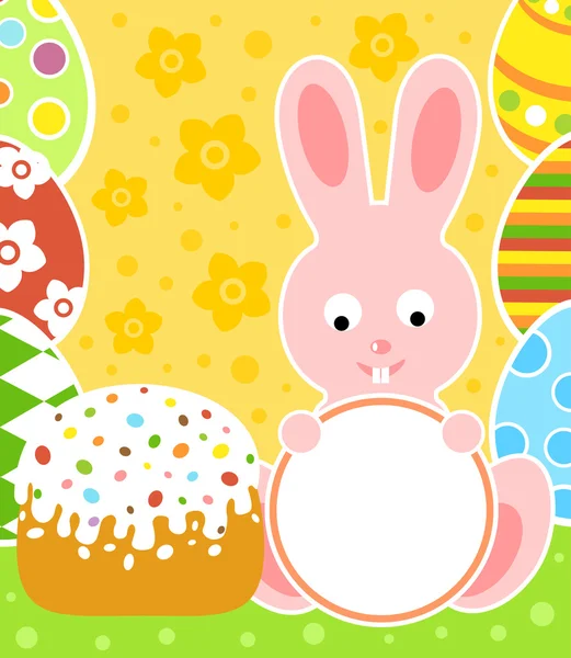 Fondo de Pascua con conejo y pastel — Vector de stock