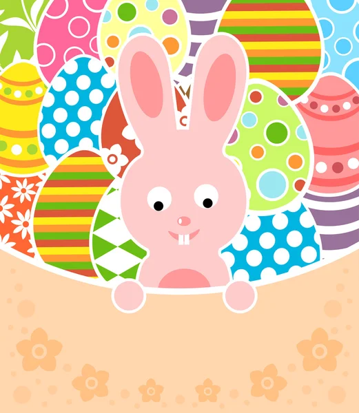 Easter background with eggs and rabbit — Stock Vector