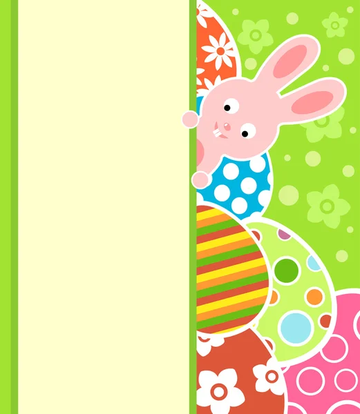 Пасхальный фон с яйцами и кроликом — стоковый вектор
