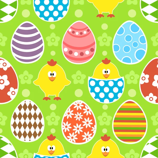 Fondo sin costuras de Pascua con pollos — Vector de stock