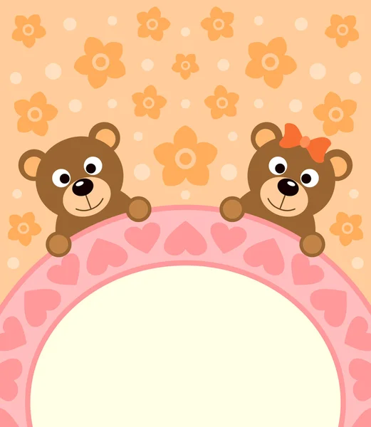 Cartoon background card with bears — Stock Vector