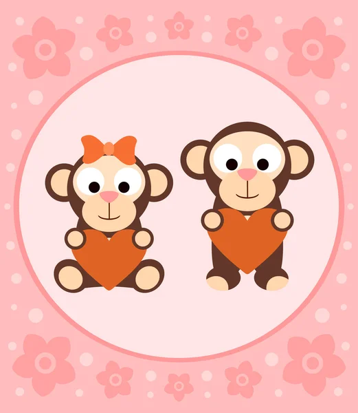 与猴子卡通背景 — 图库矢量图片