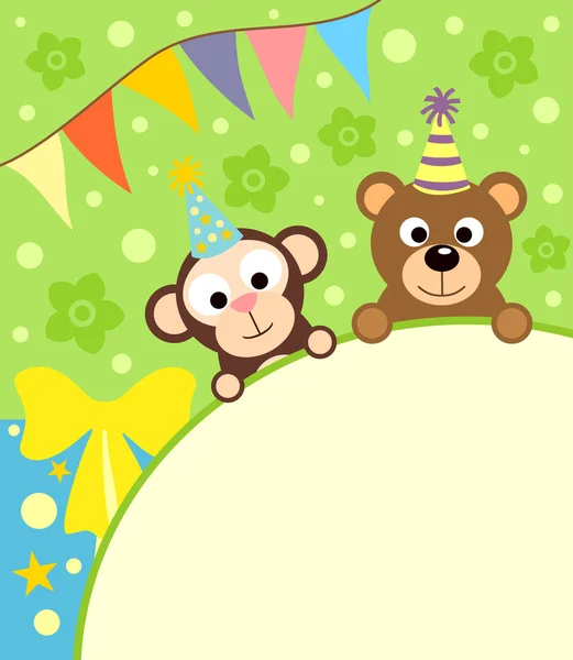 Background card with monkey and bear — Stock Vector