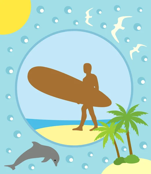 Summer background with surfer — Stock Vector