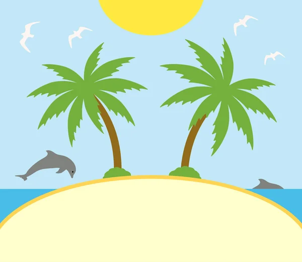 Summer background with island palm — Stock Vector