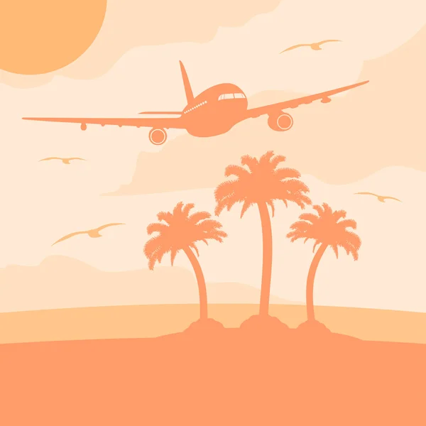 Καλοκαίρι φόντο με αεροπλάνο — Διανυσματικό Αρχείο