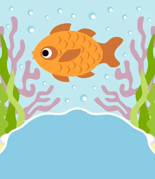 Caricatura de fondo con peces — Vector de stock
