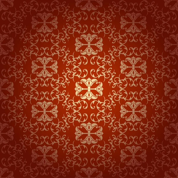 シームレスな花バロック様式の赤い背景 — ストックベクタ