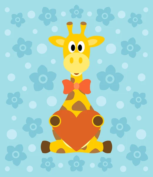 Achtergrond met giraffe cartoon — Stockvector