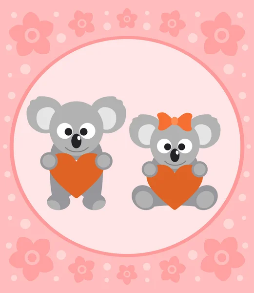 Carte de fond avec dessin animé koalas — Image vectorielle