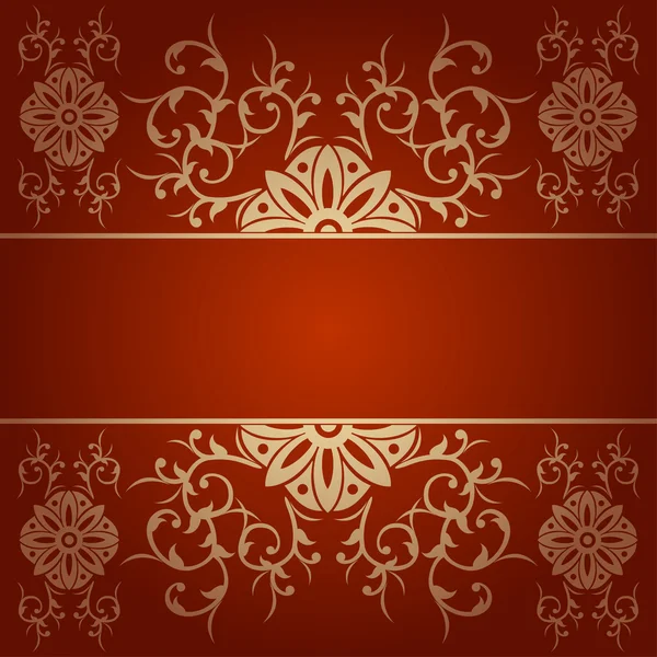 Flores barrocas vector fondo rojo — Vector de stock
