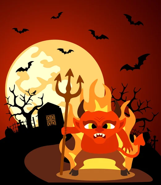 Halloween background with Devil — Stock Vector