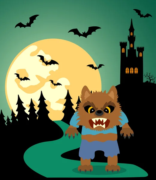 Halloween fond avec loup-garou — Image vectorielle