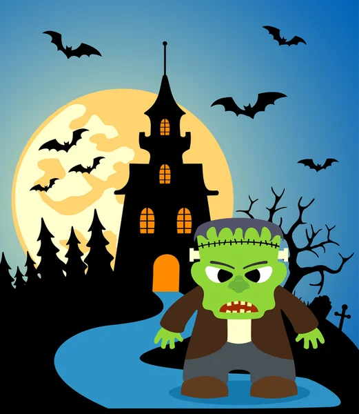 Halloween pozadí s frankenstein — Stockový vektor