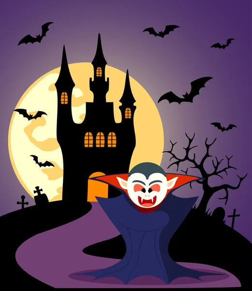 Halloween background with Dracula — Stock Vector