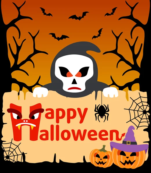 Halloween background with Scytheman vector — Stock Vector