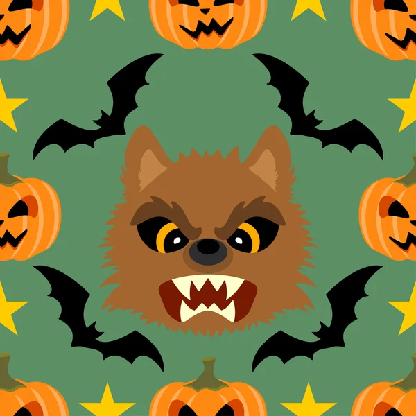 Fondo de Halloween sin costuras con Hombre Lobo — Archivo Imágenes Vectoriales
