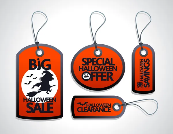 Kırmızı Satılık halloween Etiketler ayarla