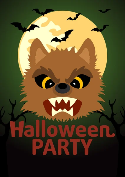 Halloween party banner met weerwolf — Stockvector