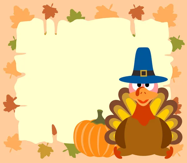 Thanskgiving background with turkey and pumpkin — Stock Vector