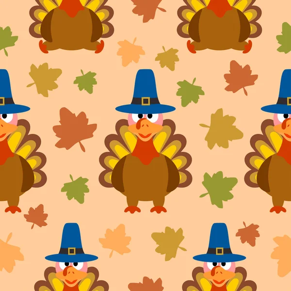 Thanksgiving seamless background with turkey — Stock Vector