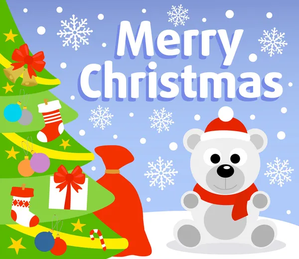 Christmas background with polar bear — Stock Vector