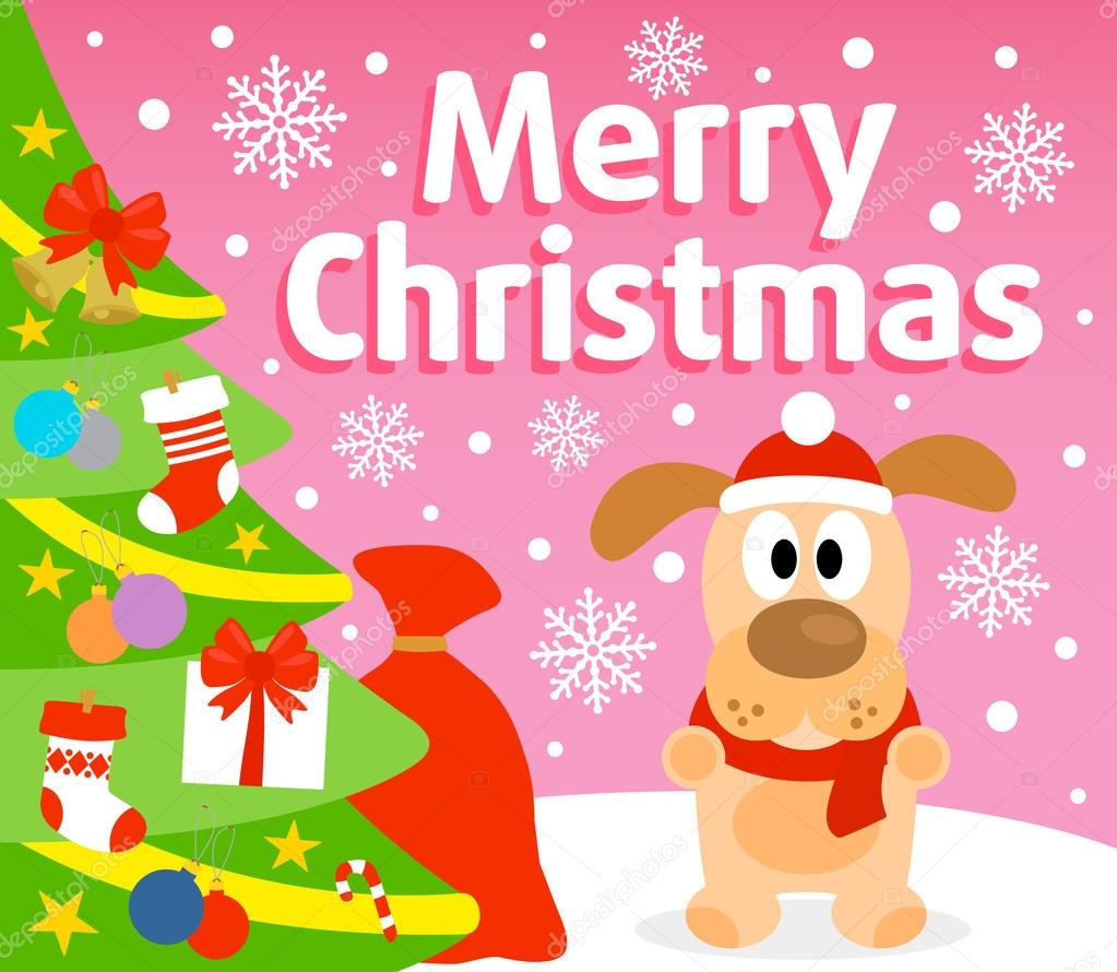 Christmas background with dog