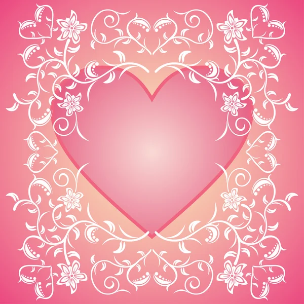Fond de Saint Valentin rose avec des fleurs — Image vectorielle