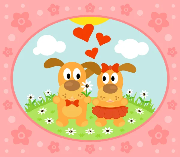 Fondo del día de San Valentín con perro — Vector de stock