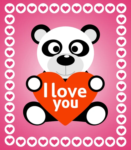 Valentines day background with panda — Stock Vector