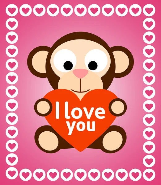 Valentin-nap háttér majom — Stock Vector
