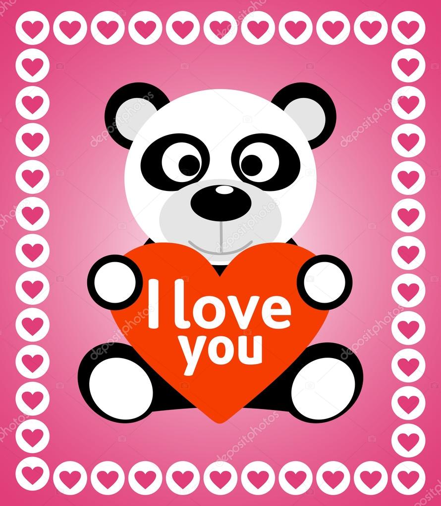 Valentines day background with panda