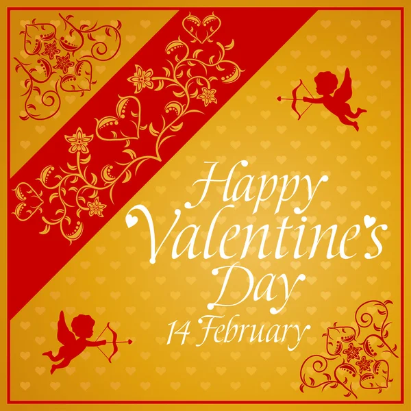 De dag van Valentijnskaarten achtergrond met cupid — Stockvector