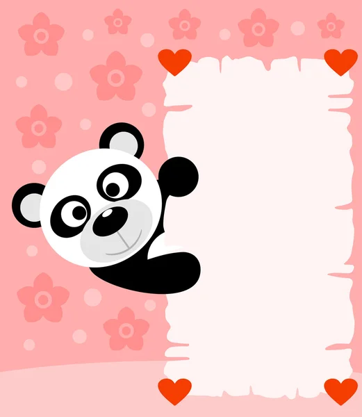 Fond de Saint Valentin rose avec panda — Image vectorielle